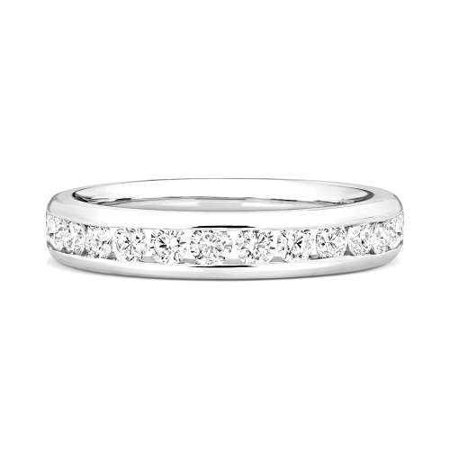 Channel Setting Round Opalescence Moissanite Eternity Diamond Rings