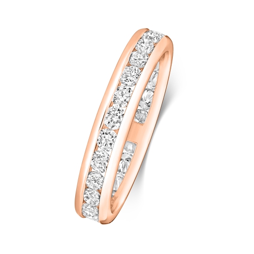 Channel Setting Round Rose Gold Whisperradiance Eternity Diamond Rings