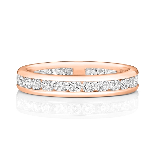 Channel Setting Round Rose Gold Whisperradiance Eternity Diamond Rings