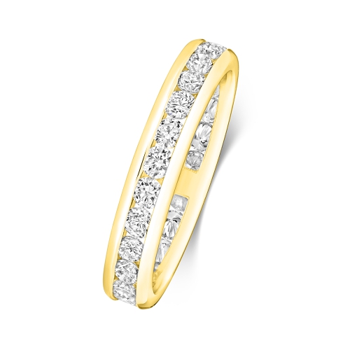 Channel Setting Round Yellow Gold Whisperradiance Eternity Diamond Rings