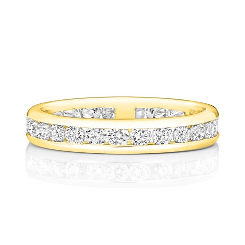 Channel Setting Round Yellow Gold Whisperradiance Eternity Diamond Rings