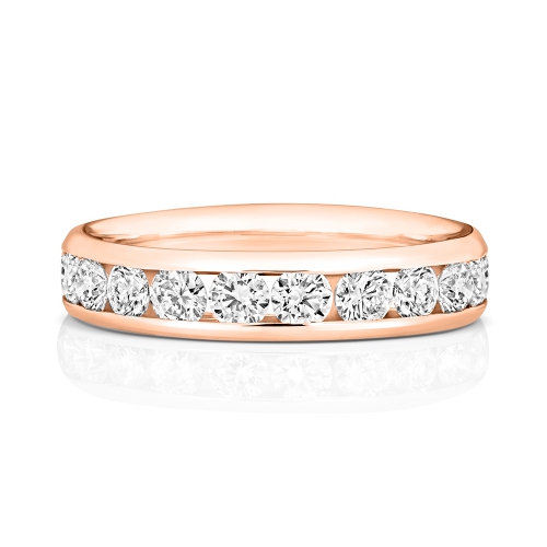 Channel Setting Round Rose Gold Faceted Eternity Engagement Rings