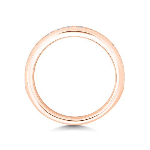 Channel Setting Round Rose Gold Faceted Eternity Engagement Rings