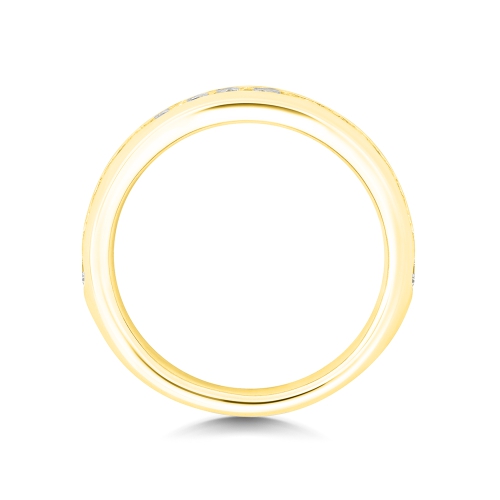 Channel Setting Round Yellow Gold Faceted Eternity Engagement Rings