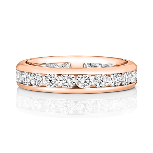 Channel Setting Round Rose Gold Marvel Eternity Diamond Rings