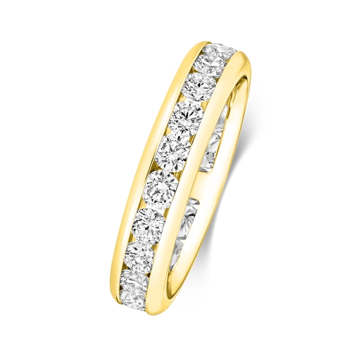Channel Setting Round Yellow Gold Marvel Eternity Diamond Rings