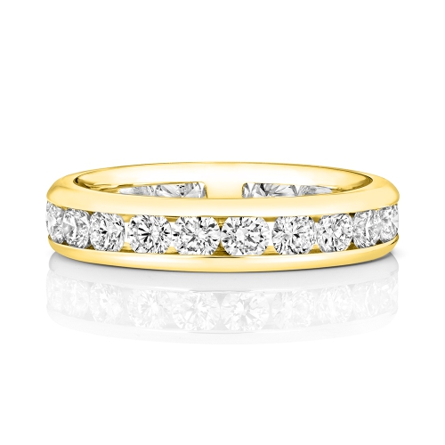 Channel Setting Round Yellow Gold Marvel Eternity Diamond Rings