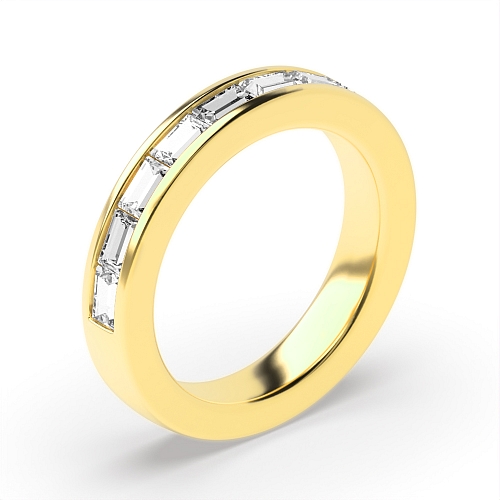 Channel Setting Baguette Yellow Gold Luminousflow Eternity Diamond Rings