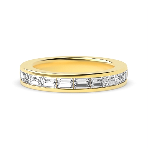 Channel Setting Baguette Yellow Gold Luminousflow Eternity Diamond Rings