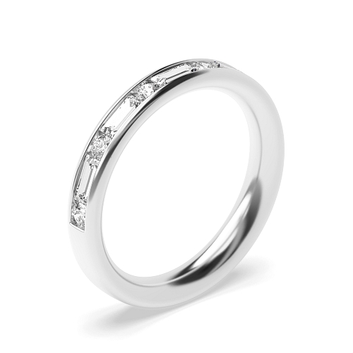 Channel Setting Round/Baguette Gleamwhisper Moissanite Eternity Diamond Rings