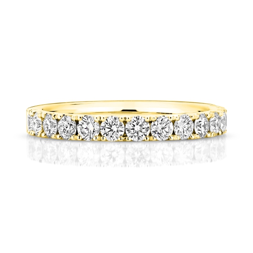 4 Prong Round Yellow Gold Natural Eternity Diamond Rings