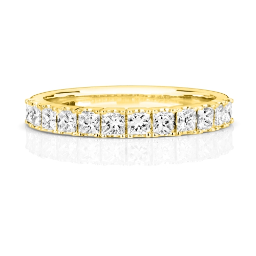 4 Prong Princess Yellow Gold Infinityspark Eternity Engagement Rings