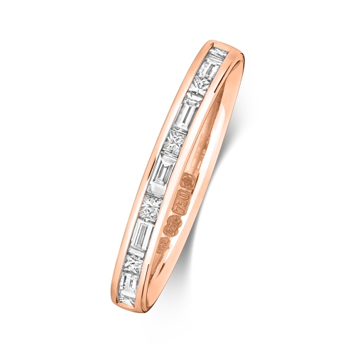Channel Setting Princess/Baguette Rose Gold Infiniteglow Eternity Diamond Rings