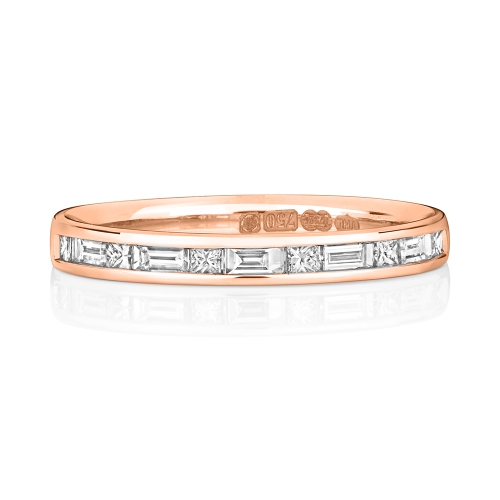 Channel Setting Princess/Baguette Rose Gold Infiniteglow Eternity Diamond Rings