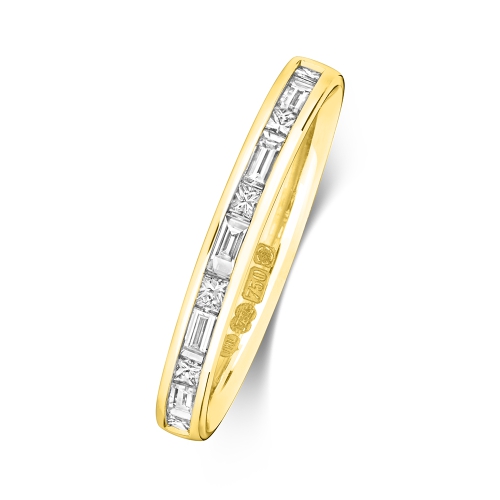 Channel Setting Princess/Baguette Yellow Gold Infiniteglow Eternity Diamond Rings