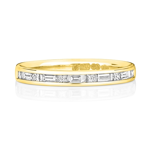 Channel Setting Princess/Baguette Yellow Gold Infiniteglow Eternity Diamond Rings
