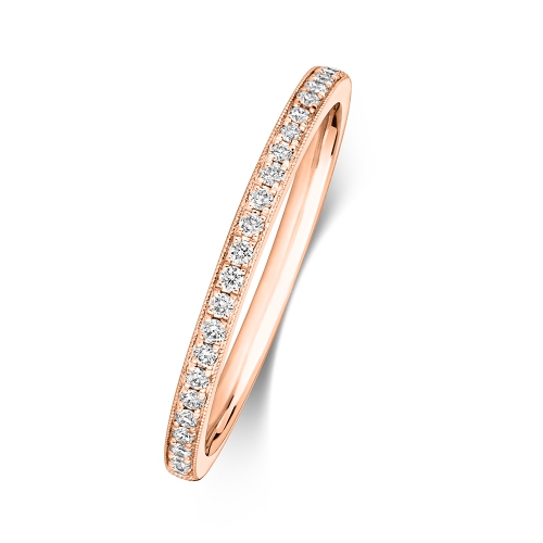 Pave Setting Round Rose Gold Glimmer Eternity Engagement Rings