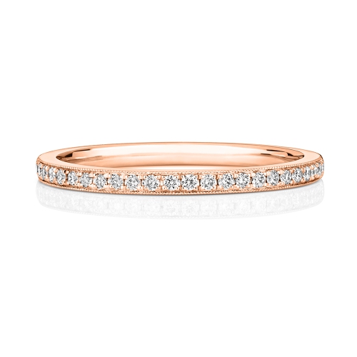 Pave Setting Round Rose Gold Glimmer Eternity Engagement Rings