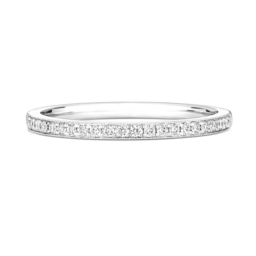 Pave Setting Round Glimmer Half Eternity Engagement Rings