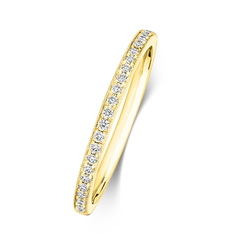 Pave Setting Round Yellow Gold Glimmer Eternity Engagement Rings