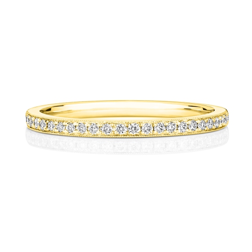 Pave Setting Round Yellow Gold Glimmer Eternity Engagement Rings