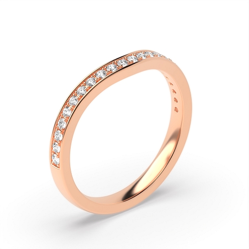 Pave Setting Round Rose Gold Wave wedding Eternity Engagement Rings