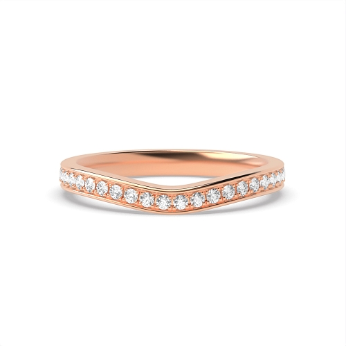 Pave Setting Round Rose Gold Wave wedding Eternity Engagement Rings