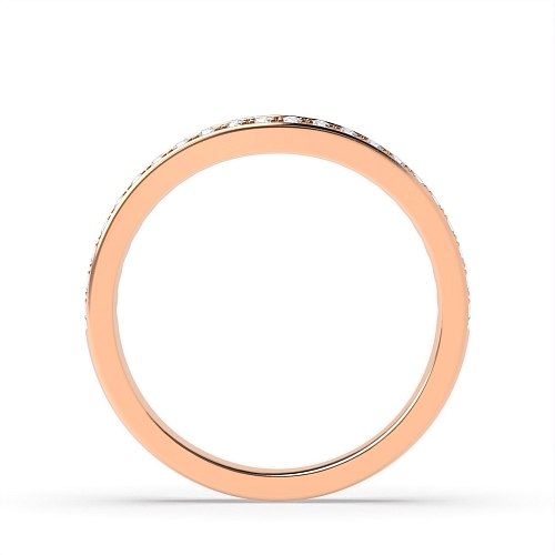 Pave Setting Round Rose Gold Wave wedding Eternity Engagement Rings