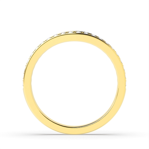 Pave Setting Round Yellow Gold Wave wedding Eternity Engagement Rings