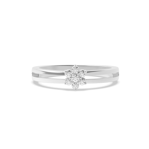3 Prong Round Orbit Cluster Engagement Ring
