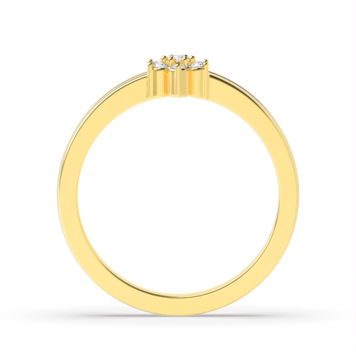3 Prong Round Yellow Gold Cluster Diamond Ring