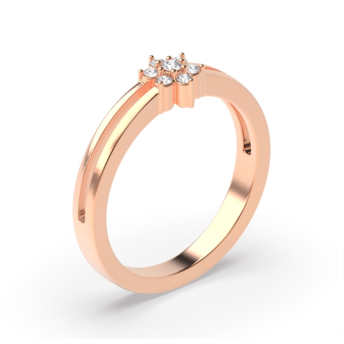 3 Prong Round Rose Gold Orbit Engagement Rings