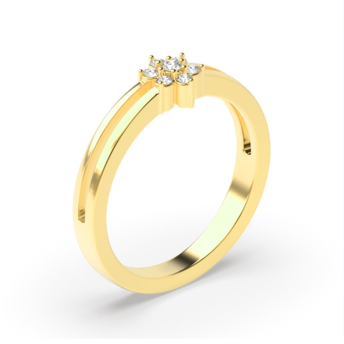 3 Prong Round Yellow Gold Orbit Cluster Engagement Rings