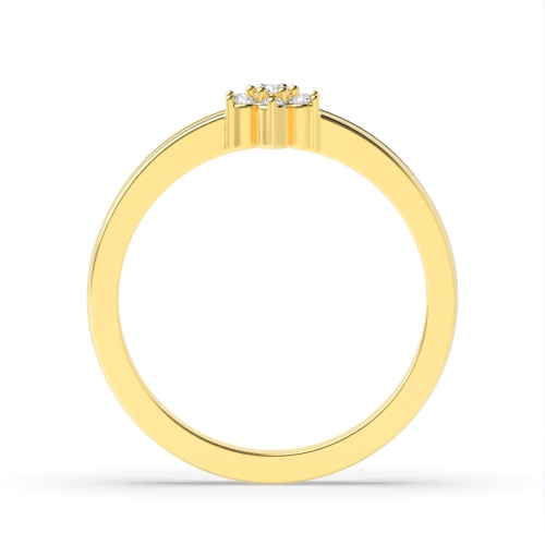 3 Prong Round Yellow Gold Orbit Cluster Engagement Rings
