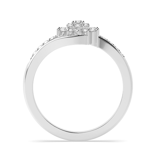 4 Prong Round Clustered spilt shoulder Naturally Mined Diamond Engagement Rings