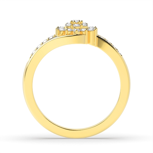 4 Prong Round Yellow Gold Clustered spilt shoulder Cluster Engagement Rings