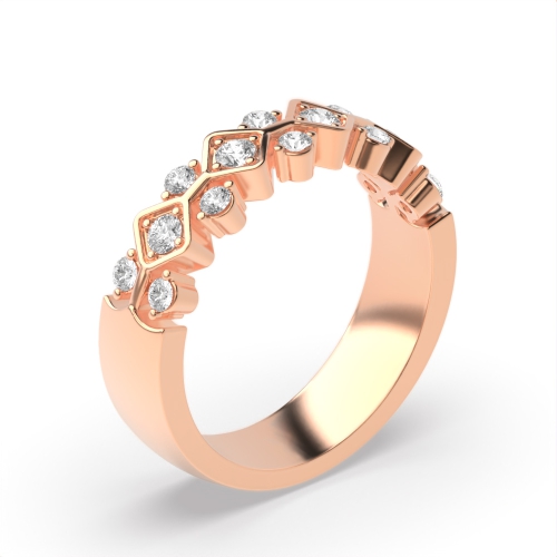 4 Prong Round Rose Gold Regalness Eternity Engagement Rings