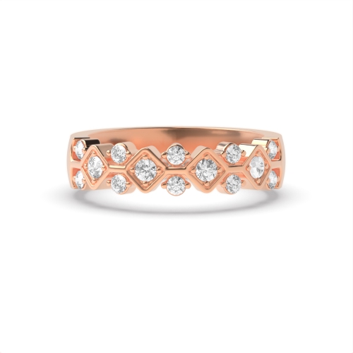 4 Prong Round Rose Gold Regalness Eternity Engagement Rings