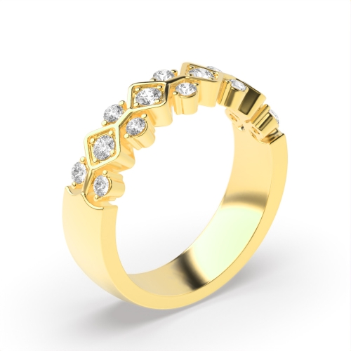4 Prong Round Yellow Gold Regalness Eternity Engagement Rings
