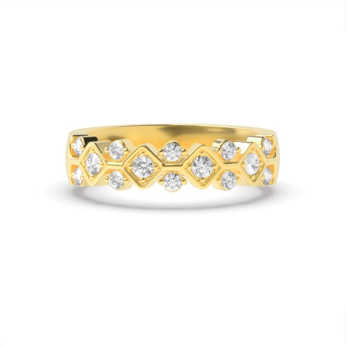 4 Prong Round Yellow Gold Regalness Eternity Engagement Rings