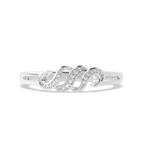 Pave Setting Round White Gold Wave Diamond Band Engagement Rings