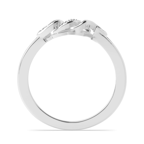 Pave Setting Round White Gold Wave Diamond Band Engagement Rings