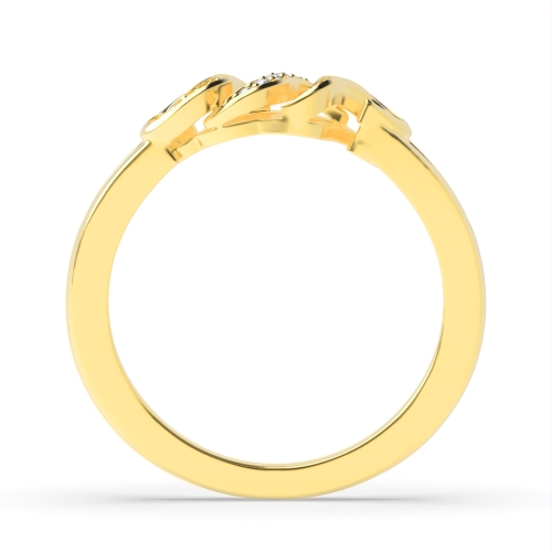 Pave Setting Round Yellow Gold Wave Diamond Band Engagement Rings