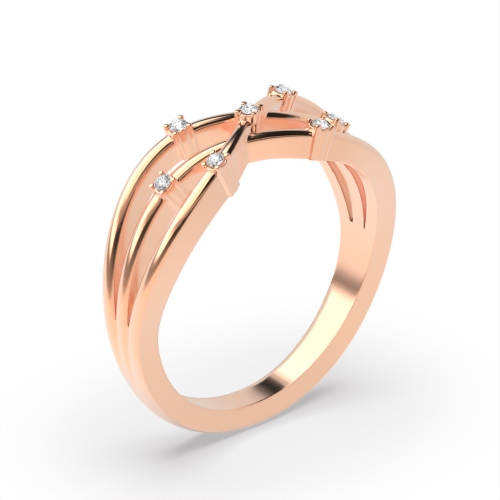 4 Prong Round Rose Gold Charming Eternity Engagement Rings