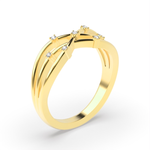 4 Prong Round Yellow Gold Charming Eternity Engagement Rings