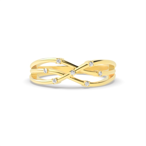 4 Prong Round Yellow Gold Charming Eternity Engagement Rings