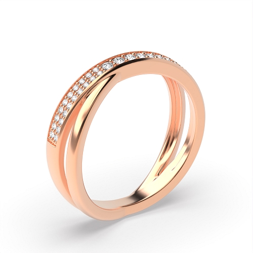 Pave Setting Round Rose Gold Eternal Eternity Engagement Rings
