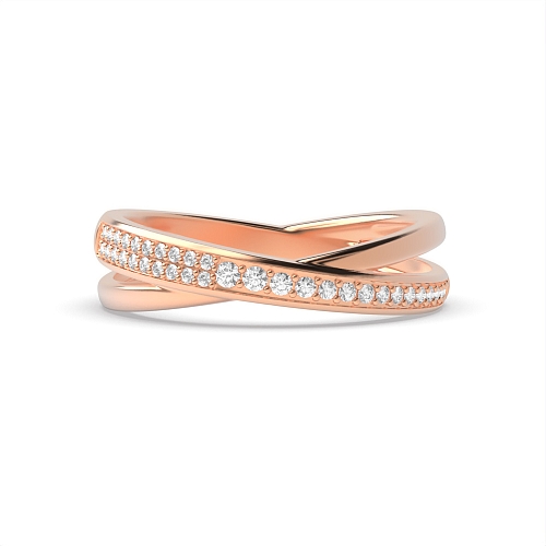 Pave Setting Round Rose Gold Eternal Eternity Engagement Rings