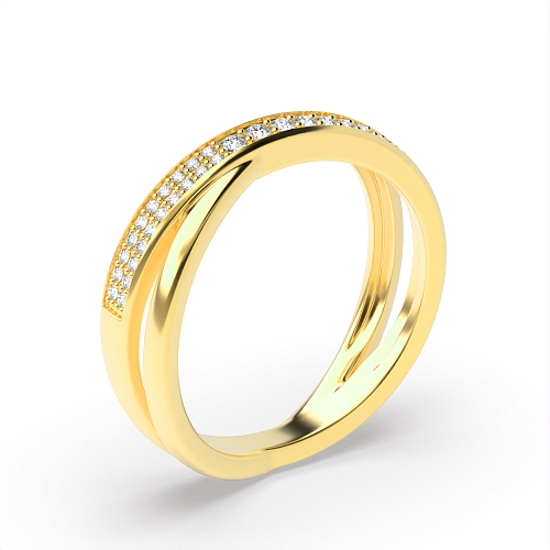 Pave Setting Round Yellow Gold Eternal Eternity Engagement Rings