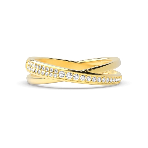 Pave Setting Round Yellow Gold Eternal Eternity Engagement Rings